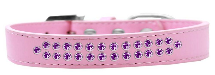 Two Row Purple Crystal Size 14 Light Pink Dog Collar